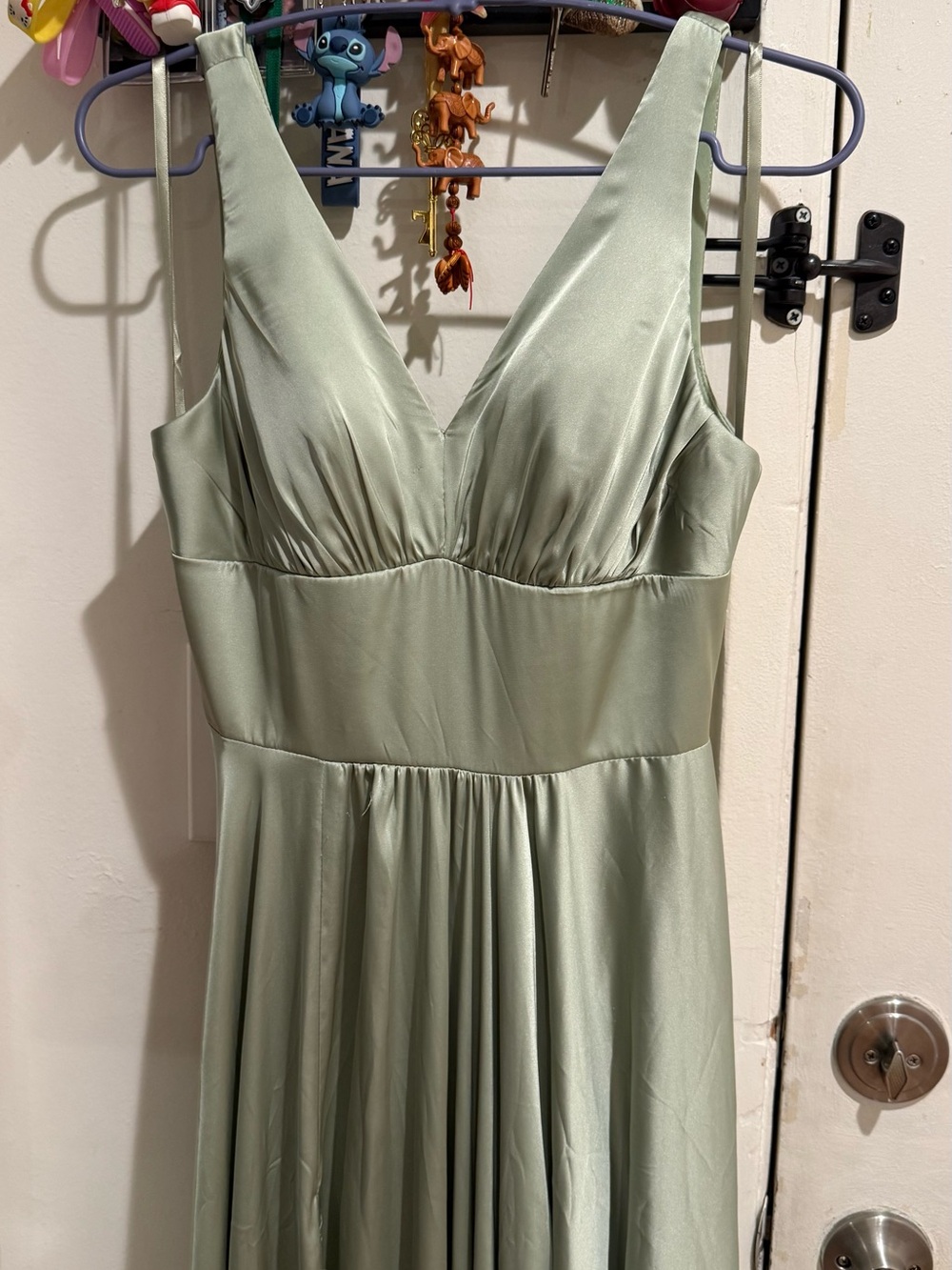 Satin Sage Green V-Neck Maxi 👗 dress